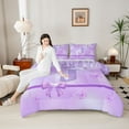 thumbnail image 4 of Manfei Purple Bow Butterfly 3-Piece Full Size Comforter Sets for Children Kids Teens,Letter Monogrammed Initial J Bedding Comforter Set,Bling Glitter Lightweight Bedding Sets,Splash Decor, 4 of 8