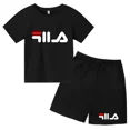 thumbnail image 4 of Camiseta de verano para niños y niñas, regalo de cumpleaños, de 3 a 13 años, camiseta y pantalones cortos, conjunto deportivo informal de moda con letras de marca, bonito diseño para niña, 4 of 5