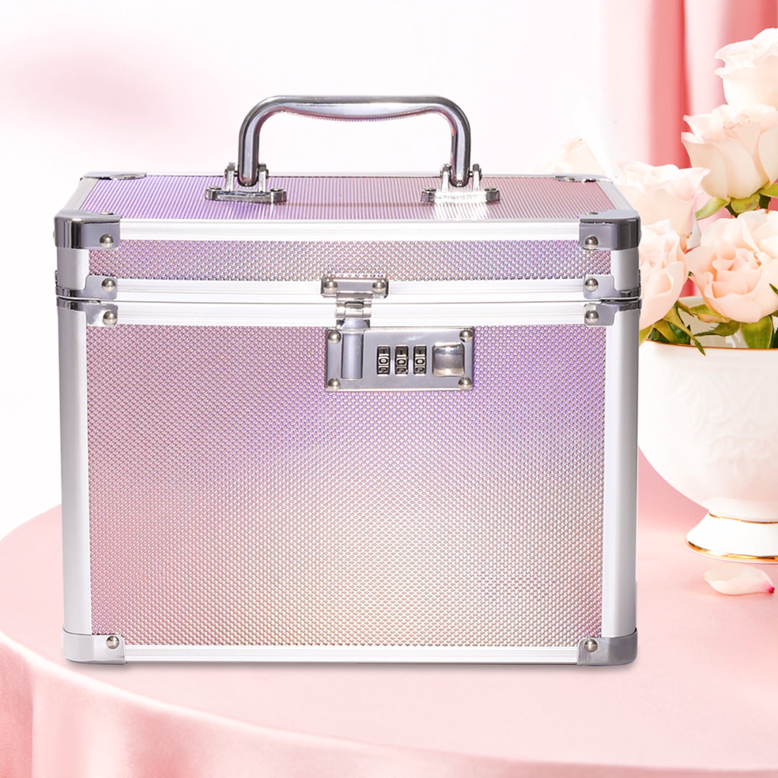Trotianingyu Combination Lock Boxes Security Portable Medicine Storage Box for Documents,Money,Valuables Colorful Aurora