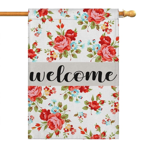 Spring Summer Multicolored Flower Leaves Garden Flag 28x40 Inch Double Side for Outdoor Courtyard Garden Decor Flowers Welcome Holiday Flag for Outside Decoration