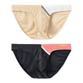 thumbnail image 2 of TANBOM Men's Bulge Enhancing Triangle Thong Nylon Underwear Apricot/Black XL 2-Pack, 2 of 6