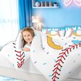 thumbnail image 3 of meiyoeat Baseball Letter C Full Size Comforter Sets for Boys, Kawaii Ice Cream Drip Bedding Comforter Set, Blue Yellow, Polkadot Reversible, 3pcs, 1 Comforter and 2 Pillowcases, 3 of 6