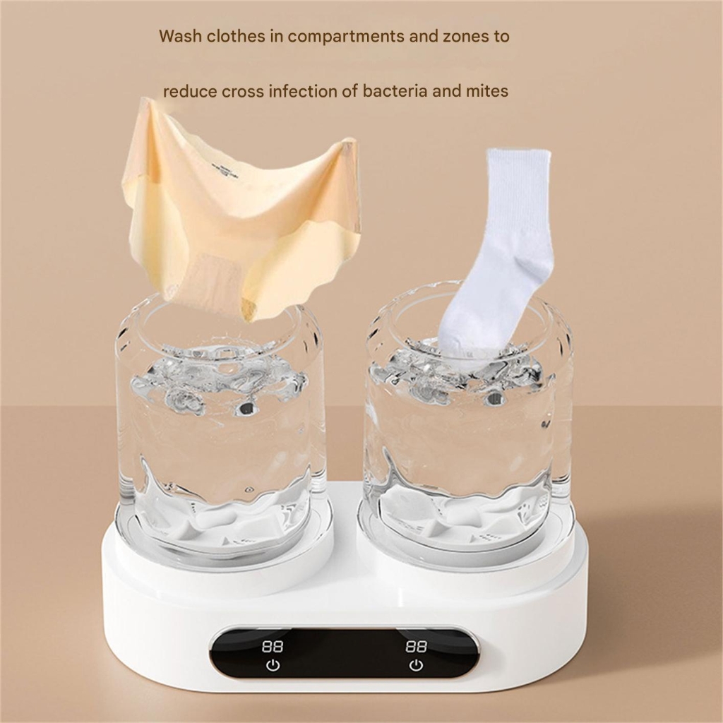Zeiwohndc Mini Portable Twin Tub Washing Machine For Underwear Socks Bucket Laundry