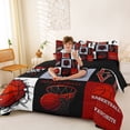 thumbnail image 3 of Castle Fairy Multi-Style Red Basketball Collage Twin Bedding 7-Piece, Sports Silhouette Design Bedding Comforter Set, Red Black White,Black Reversible, 3 of 7