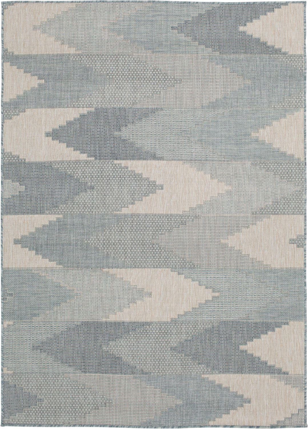 Tapis d'intérieur/extérieur Hayweld gris et bleu 8' x 10'