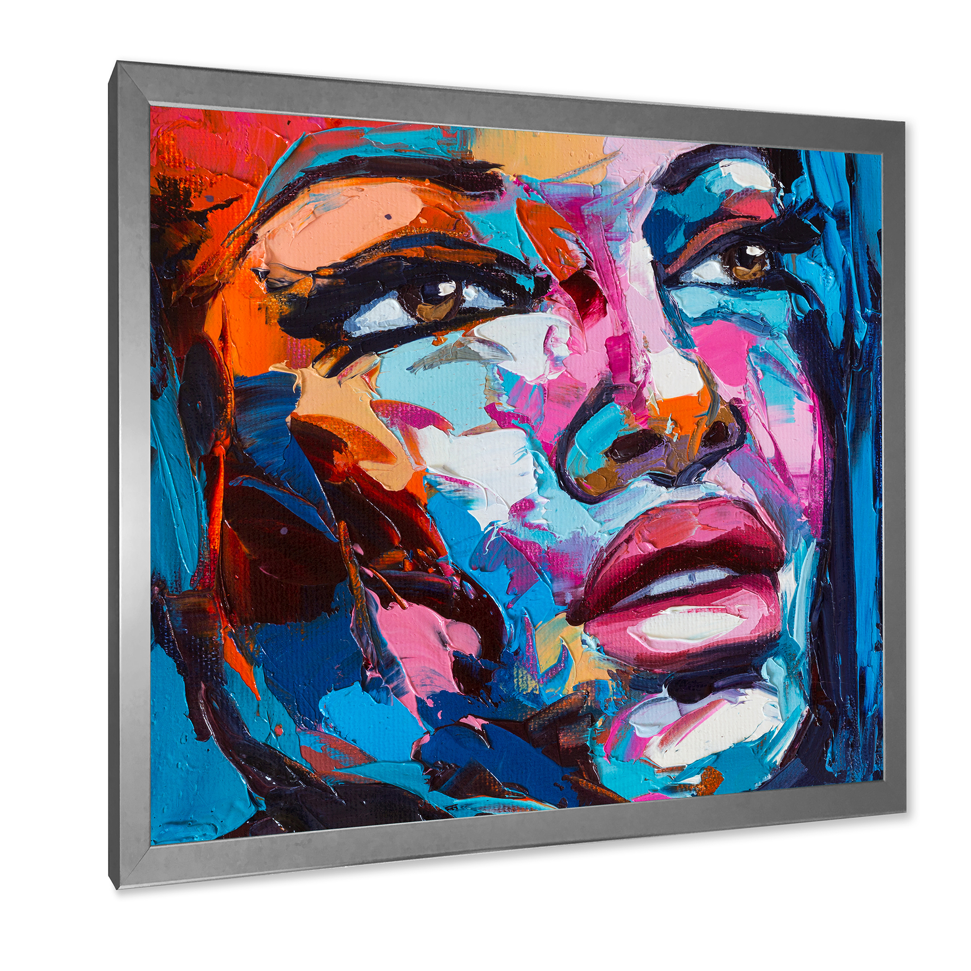 Designart 'Abstract Colorful Fantasy Portrait Of A Young Woman III' Modern Framed Art Print