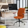 thumbnail image 2 of Giantex Ergonomic Swivel Adjustable Home Office Chair, Upholstered Velvet Leisure Chair w/Rubber Wood Armrests, Orange, 2 of 8