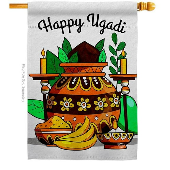 Ornament Collection H192506-BO Celebrate Ugadi Celebration Double-Sided Garden Decorative House Flag, Multi Color