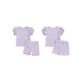 thumbnail image 2 of Suealasg Toddler Girl 2 Piece Summer Outfit Short Sleeve Floral Print T-Shirt Tops +Elastic Waist Shorts 6M 1T 2T 3T 4T Kids Baby Girls Casual Clothes, 2 of 9
