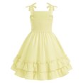thumbnail image 2 of IBTOM CASTLE Girls Summer Dresses Sleeveless Cami Dress Spaghetti Straps Birthday Party Casual Fancy Midi 2 Layerr Sundress Beach Square Neck Kids Smocked 9 Years Yellow, 2 of 7