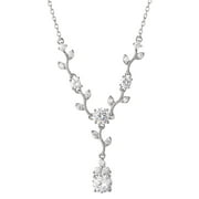 Believe by Brilliance Fine Silver Plated Cubic Zirconia Vine Pendant Necklace, 18"