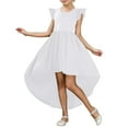 thumbnail image 1 of Robes Filles Enfants Enfant Filles Été Manches Charleston Asymétriques Robe Formelle Jupe Volantée Couleur Unie Robe Évasée Robe Fille Blanc 16 Ans, 1 of 4
