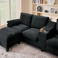 thumbnail image 4 of Soscana 116" Chenille Oversized U Shaped Modular Sectional Sofa for Living Room,4 Seater Couch with Multifunctional Console & USB Ports & Cup Holders,Comfy Sofa with Double Chaise and Storage, Black, 4 of 16