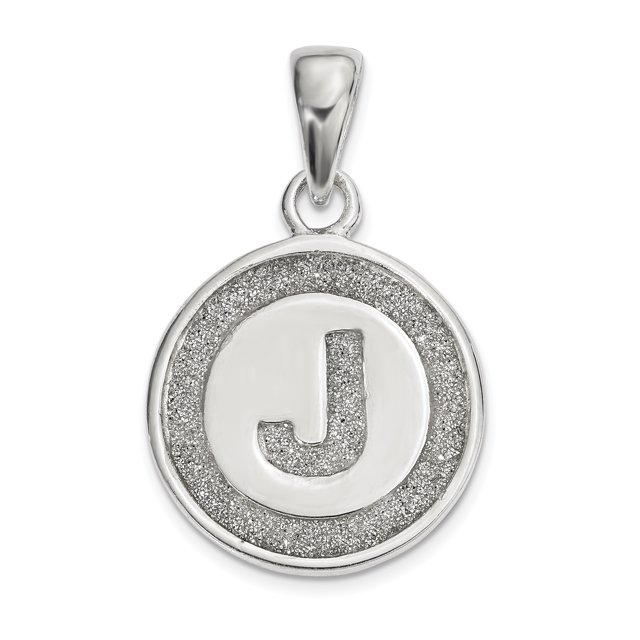 925 Sterling Silver Dainty Letter J Initial Name Monogram Circle Necklace Charm Pendant