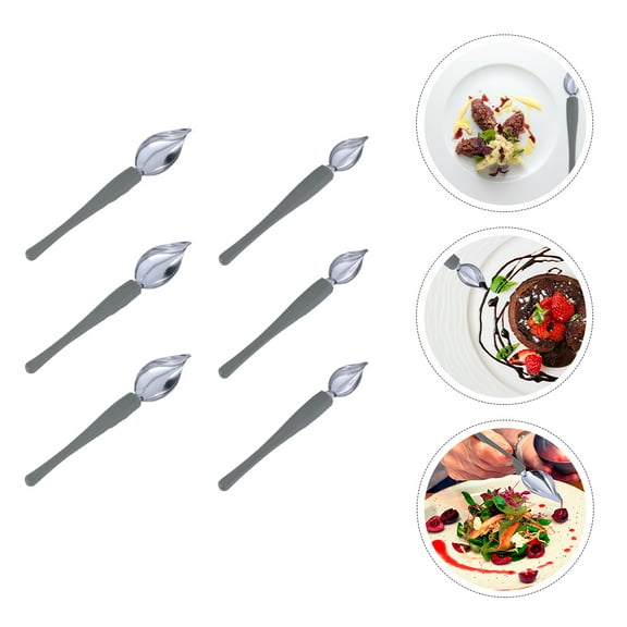 Milisten Cake Decoration Spoons for Professional Chefs Silver Stainless Steel 6Pcs