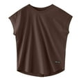 thumbnail image 2 of VgaVtl Summer Women's T Shirts Short Sleeve Womens Plus Size Tops Relaxed Fit Solid Color Everyday Leisure Basic Tops,Brown XL, 2 of 5