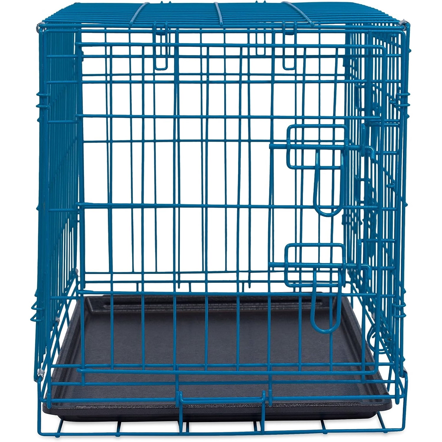 Dog Kennel | Medium (36 Inches) | Double Door Metal Steel Crates | Indoor Outdoor Pet Home | Folding and Collapsible Cage | Blue