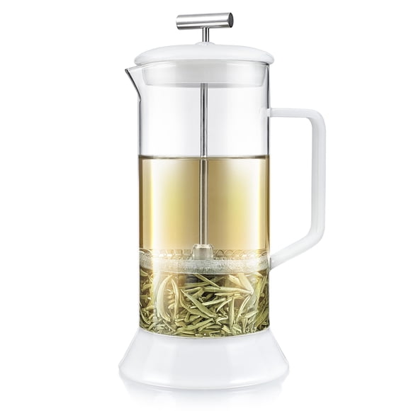 Prensa de té y cafetera Teabloom Toulouse, 700 ml, color blanco escarchado