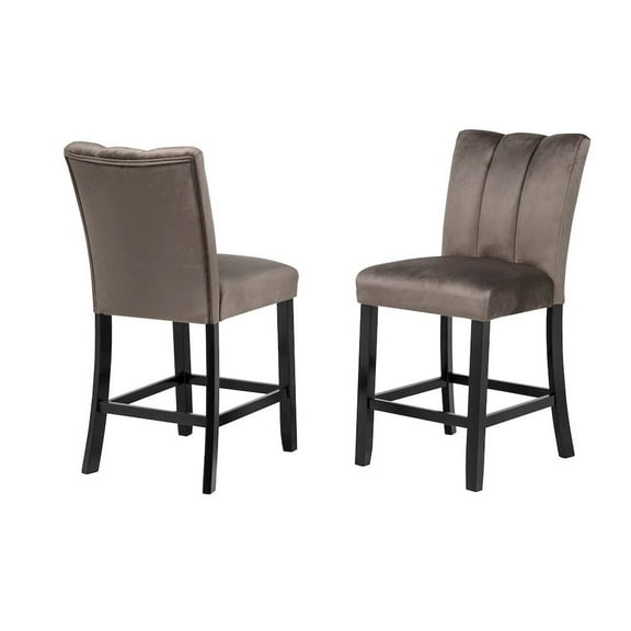 Best Master Furniture Sheridan Velvet Counter Height Chairs, Set of 2, Cedar Brown