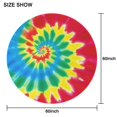 thumbnail image 6 of Colorful Tie Dye Mandala Pattern Round Tablecloth 60"x60",Wrinkle Wipeable Table Cloth for Kitchen Dining Room Picnic Patio Party, 6 of 6