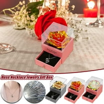 Viflosae Preserved Real Rose Gift Box With Necklace, Eternal Flowers Rose Birthday Gifts for Her Mom Wife Girlfriend, Simulation Rose With Necklace In 100 Languages Gift Set For Valentine's Day