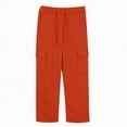 thumbnail image 4 of TOWED22 Girls' Sweatpants Straight Wide Leg Kids Drawstring Casual Joggers Teen Loose Athletic Pants with Pockets(Brick Red,13-14 Y), 4 of 7