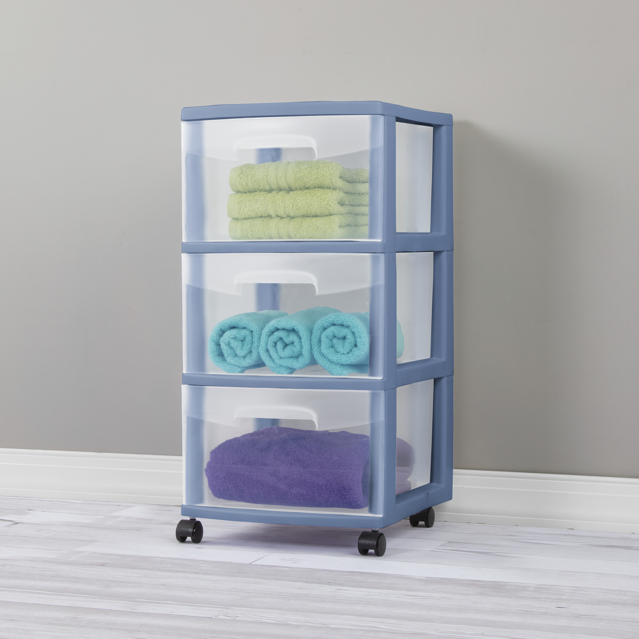 Sterilite 3 Drawer Cart Blue Moonlight