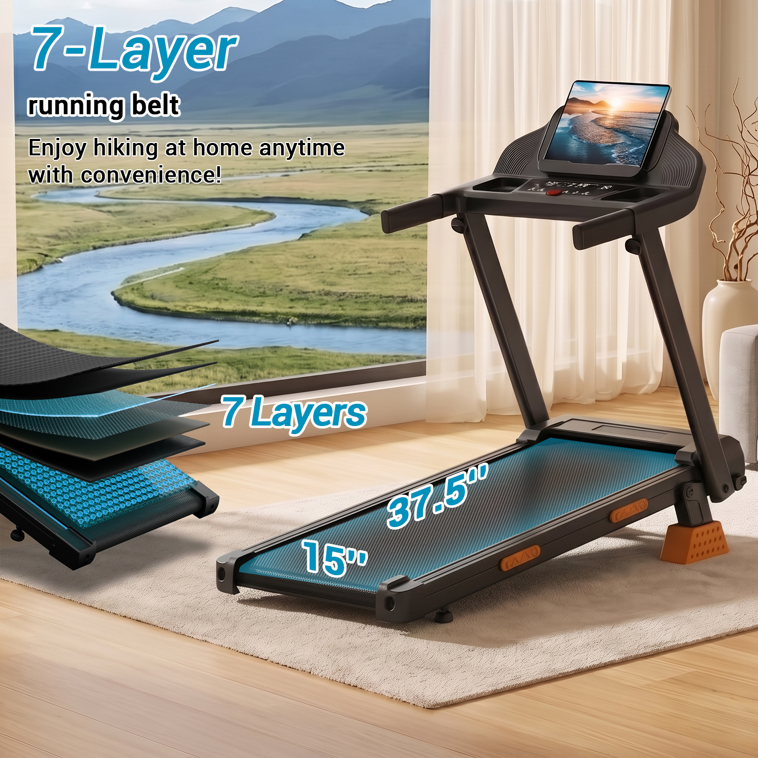 LEZEE 4-in-1 Foldable Treadmill with 20% Incline photo 8