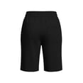 thumbnail image 4 of CQONEPT Women's Bermuda Sweat Shorts High Waisted Knee Length Shorts with 3 Pockets Drawstring Casual Athletic Shorts Black L, 4 of 5
