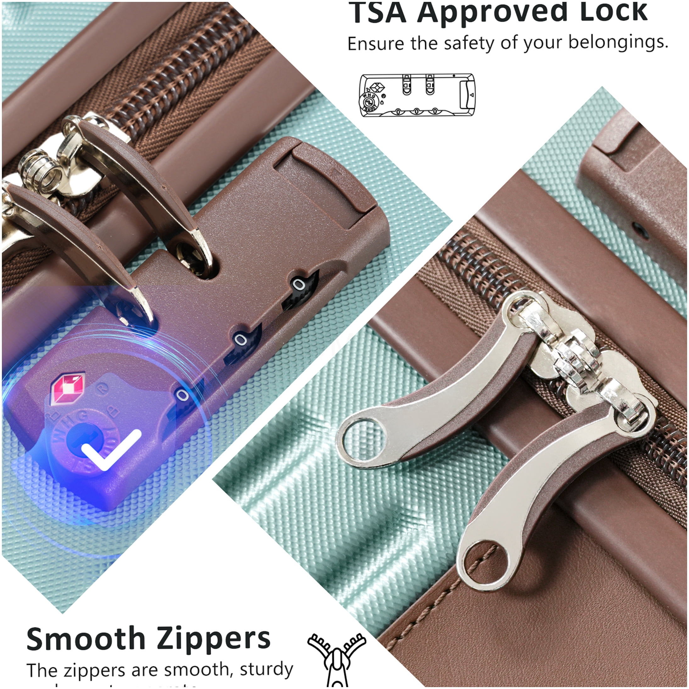 Blue ABS Hardshell Luggage Set with TSA Lock, 360° Silent Spinner Wheels, Lightweight Suitcase Combo for Travel