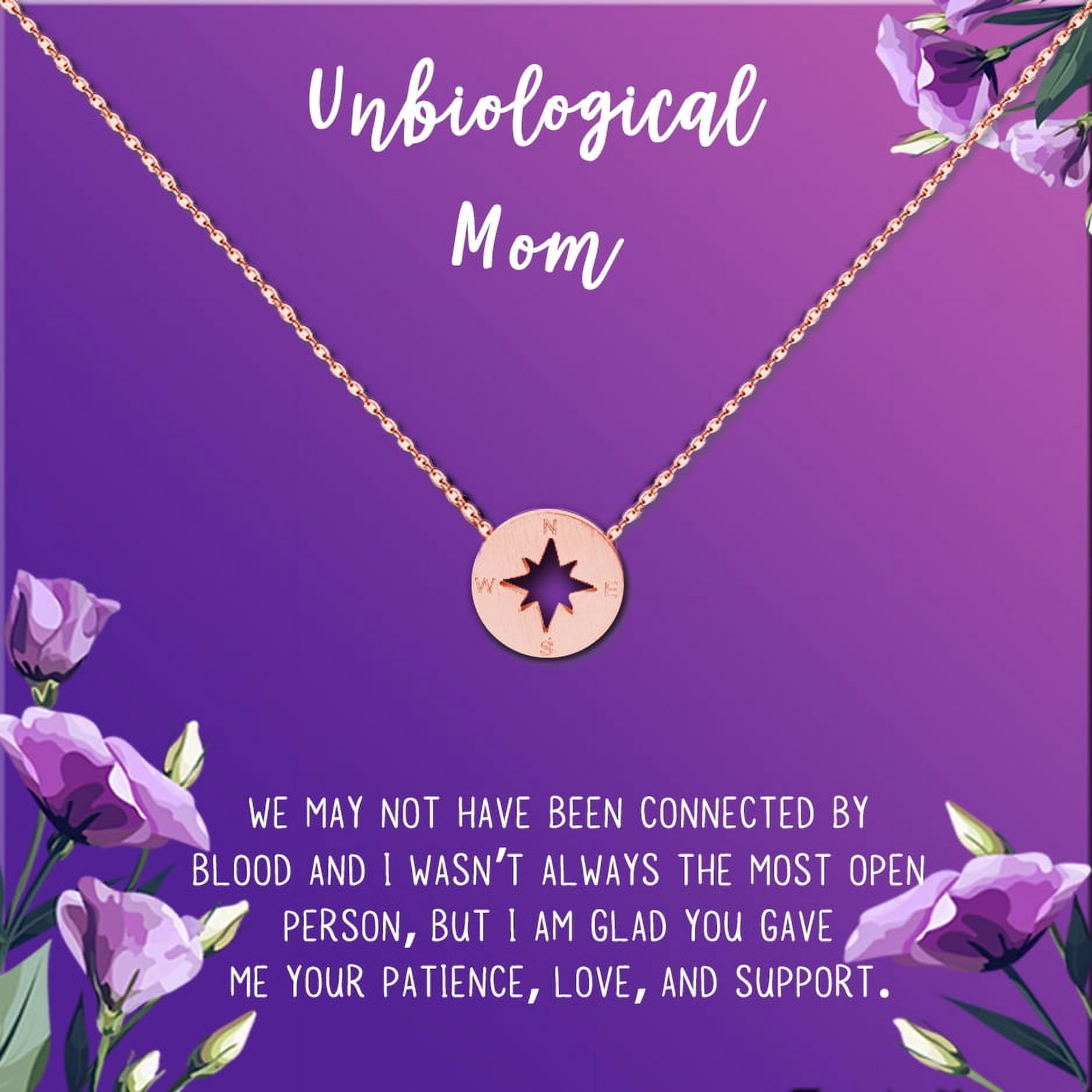 Unbiological Mom Mother's Day Gift for Mom, Mother in Law Gift, Mother's Day Gift Box, Mother's Day Gift Idea, Gift for Mom, Jewelry For Mother[Rose Gold Compass,Purple Gradient]