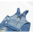 thumbnail image 4 of KIDSCOOL SPACE Girls Vertical Pocket Ripped Fashion Water Washed Processing Denim Overalls,5-6 Years, 4 of 6