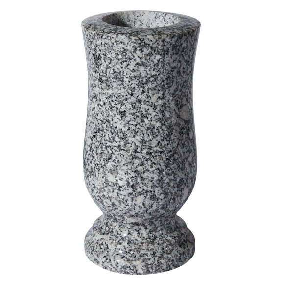 CasaWorks Cemetery Vase for Grave Decoration,Gray Heavy Granite Headstone Flower Holder