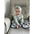 thumbnail image 2 of Baby Girl Clothes Daisy Long Sleeve Tops Printed Pants and Headband Outfit Set Green 12-18 Months, 2 of 6