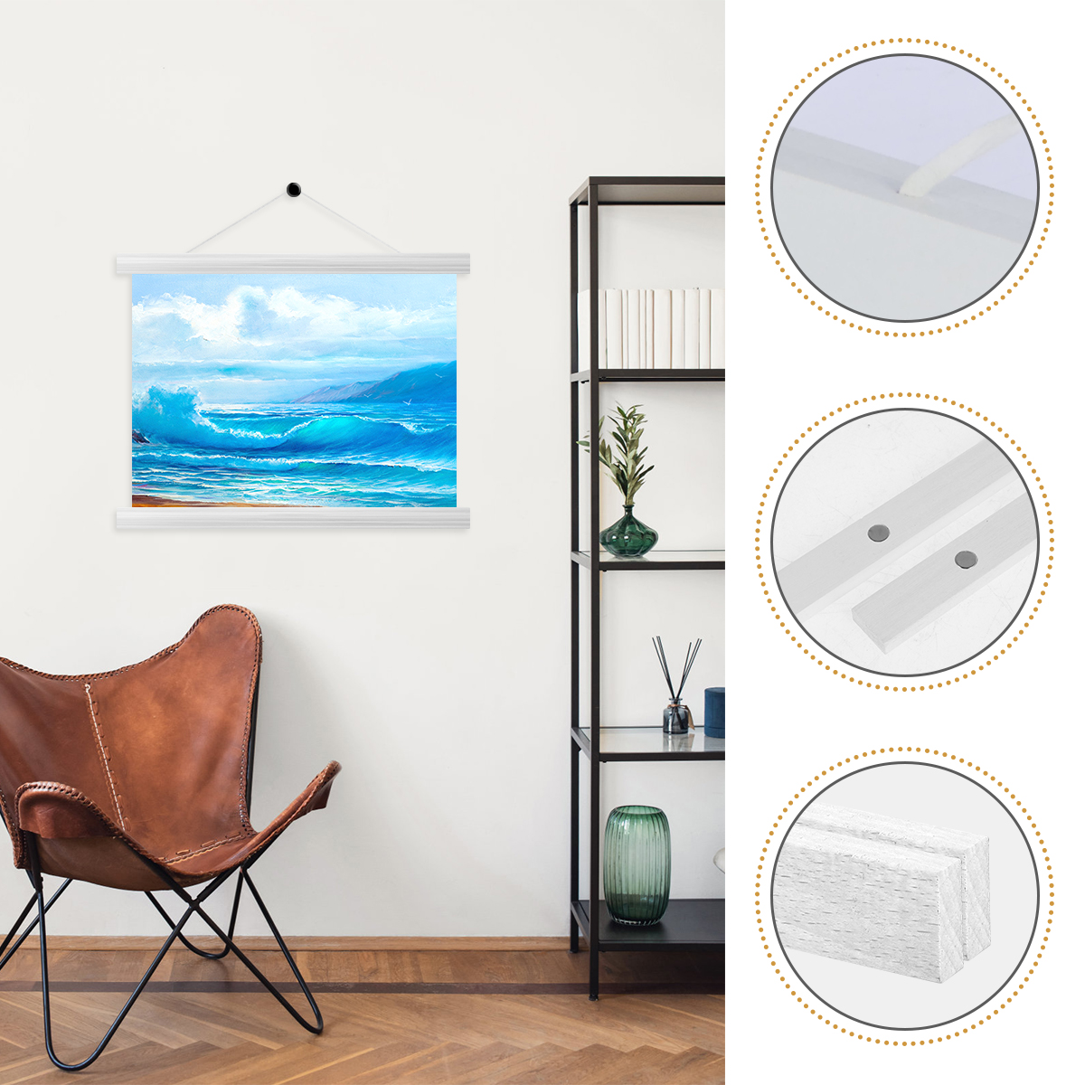 Fdit Poster Hangers, Magnetic Wooden Poster Hanger,Modern Magnetic