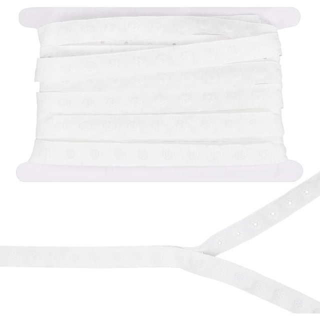 5 Yards Snap Button Tape 18mm Wide White Sewing Snap Fastener Tape Trim Press Button Tape with Plastic Buttons for Sewing DIY Accessories Clothes Fastener