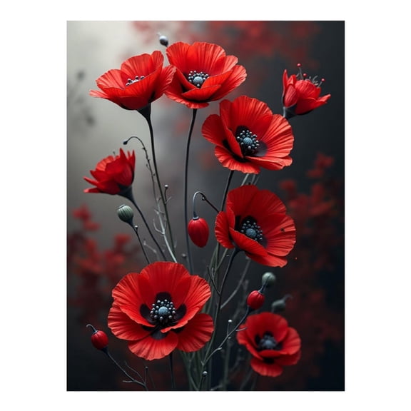 Diamond Art Kit for Adults, Poppy Flower Print No.53 Diamond Painting for Adults Beginners, 5D DIY Diamond Art Painting Kits, Colorful Diamond Painting Craft for Home Decor 12x16