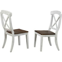 38.5" Wood Dining Chair in Cocoa/White (Set of 2)