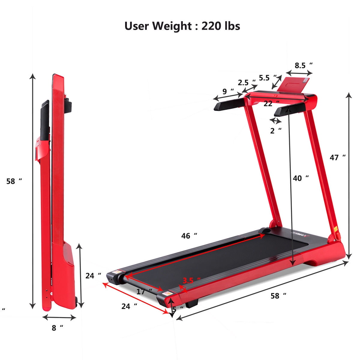 gymax folding electric treadmill