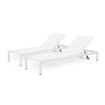 thumbnail image 2 of Christopher Knight Home Cape Coral Outdoor Aluminum Chaise Lounge (Set of 2) by  - 77.56" D x 25.20" W x 11.80" H Single Chaise White Reclining, 2 of 5