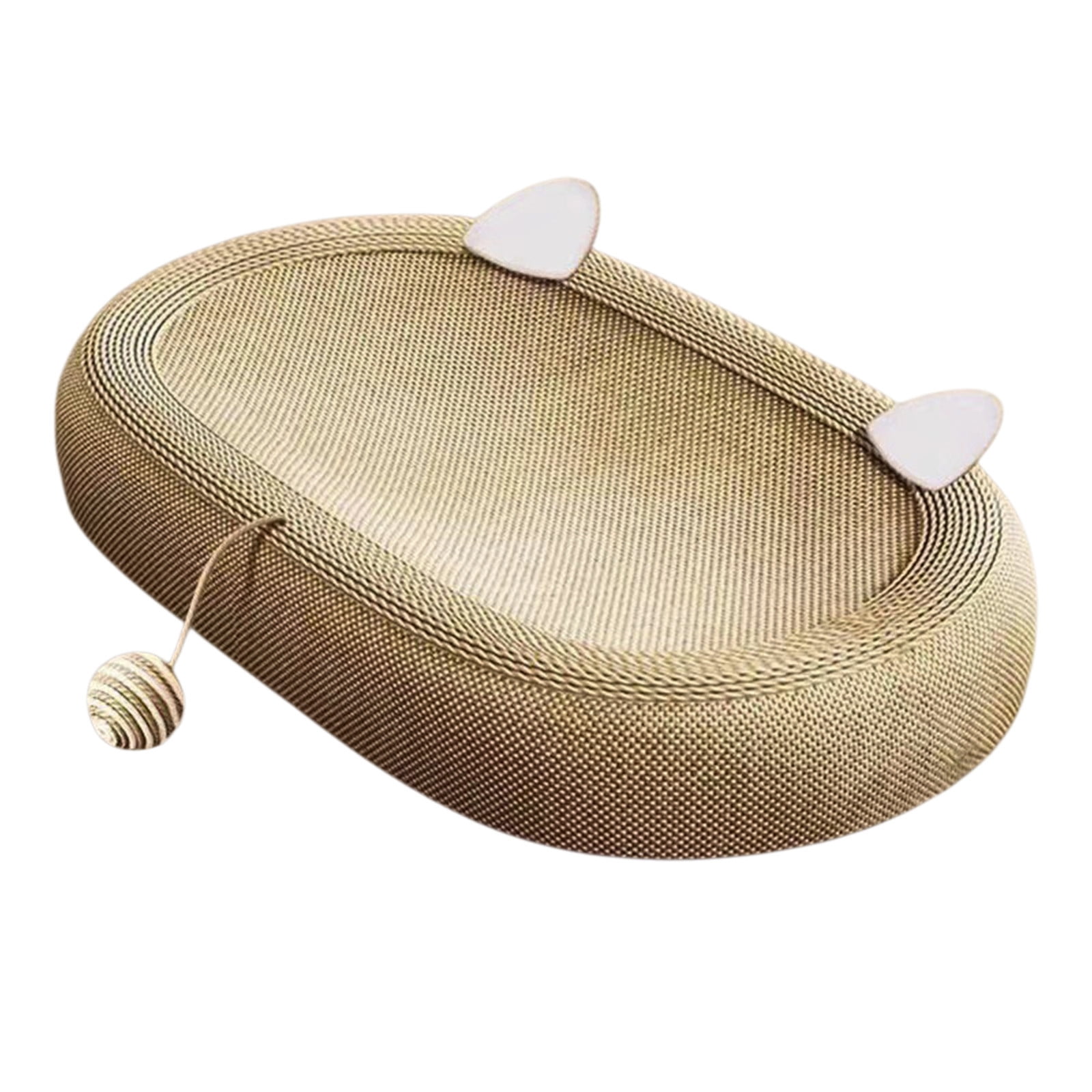 Nebwoak Cat Scratcher Bed 3-in-1, Sisal Oval Cat Bed with Hanging Toy Ball, Non-Slip Bottom Lounge Pet Bed for Indoor Cats Kittens Furniture Protection