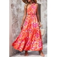 thumbnail image 4 of Vestido PRETTYGARDEN Maxi Floral con Nudo en un Hombro Naranja Rosa Talla L, 4 of 6