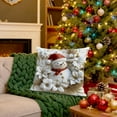 thumbnail image 5 of HCBY White Relief Aesthetic Christmas Throw Pillow Covers 18", Soft Comfy Xmas Santa Claus Trees Pillow Cases, Poinsettia Snowman Reindeer 3D Decor for Couch Sofa Living Room Bed Gift idea, 5 of 6
