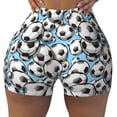 thumbnail image 2 of Balery Football Soccer Ball Pantalones cortos de entrenamiento estampados para mujer, sin costuras, ajustados, para gimnasio, yoga, correr, deportes, ejercicio activo, fitness.-Large, 2 of 8