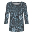 thumbnail image 4 of YUGYXL Women's Tunic Tops 3/4 Sleeve Floral Print Crewneck Blouses Boho Casual Summer Shirts Plus Size Dressy Blouses H Multicolor XXL, 4 of 5