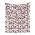 thumbnail image 1 of Kitchen Soft Flannel Fleece Throw Blanket, Retro Look Garlic Hand Drawn Food Illustration Plain Background, Cozy Plush for Indoor and Outdoor Use, 70" x 90", Eggshell Grey Pink, by Ambesonne, 1 of 5