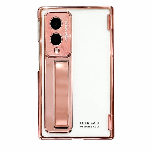 Decase for Samsung Galaxy Z Fold8 Case, Foldable Kickstand Design, Dual-Panel Protective Cover, Raised Camera Guard, Clear Hard PC Back, Front Frame Protection, Rosegold