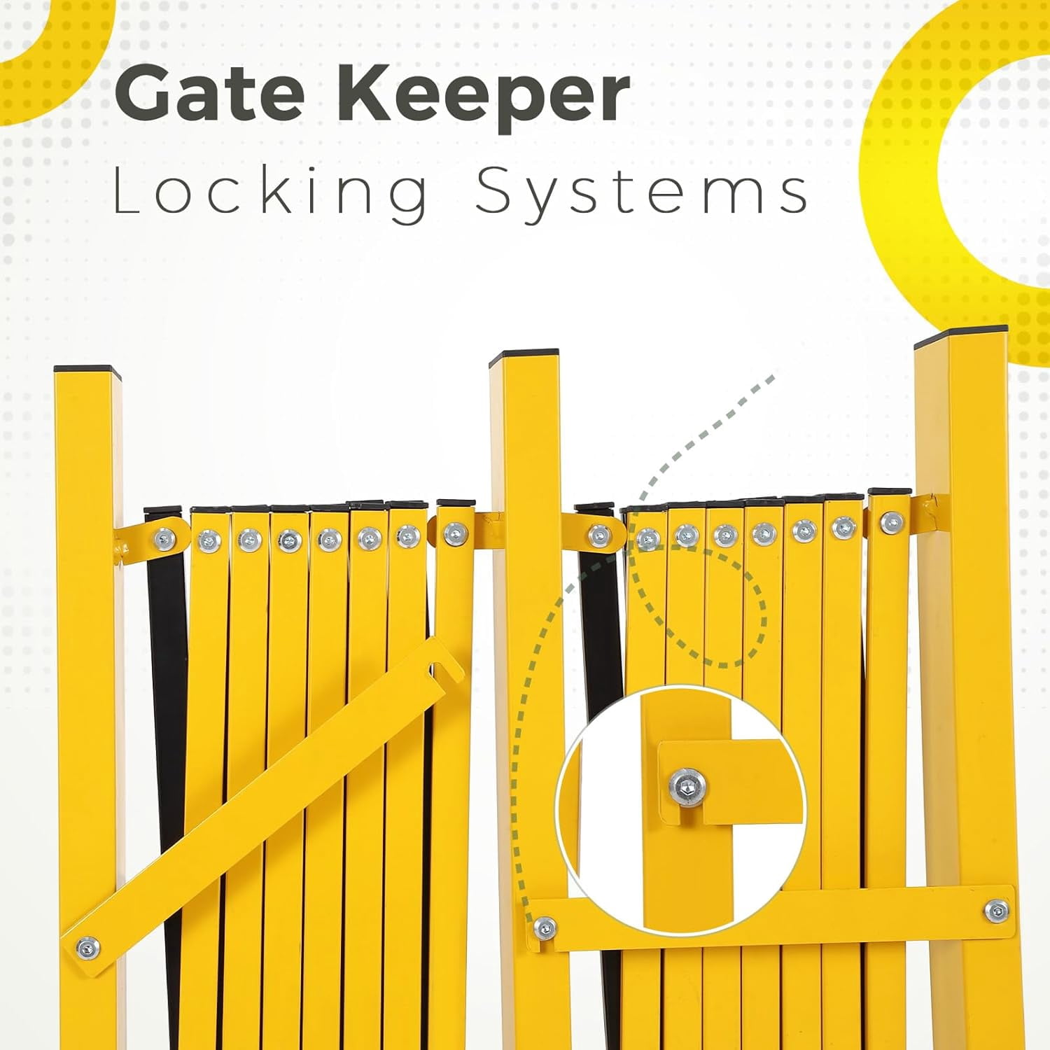 Metal Expandable Barricade Gate Outdoor, 16FT Folding Safety Barrier Gate, Portable Traffic Barricade Fence