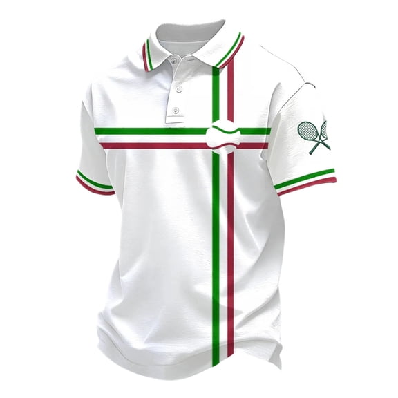 CONZONE Mens Polo Shirt Short Sleeve Casual Polo Shirts For Men Italian Day Graphic Collared Cozy Summer Golf Shirts