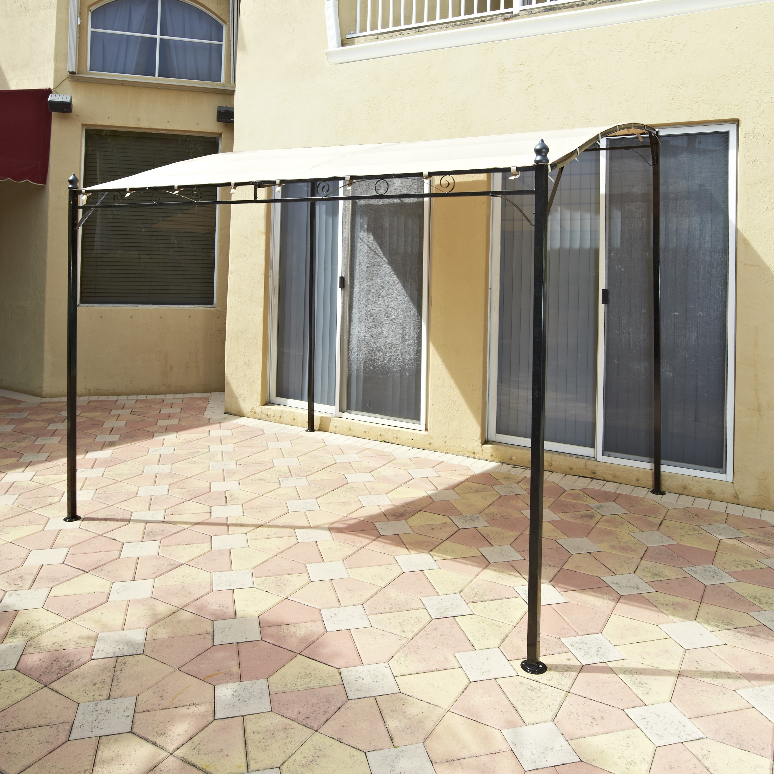 The Lakeside Collection Sunshade Awning Gazebo with Polyester Shade